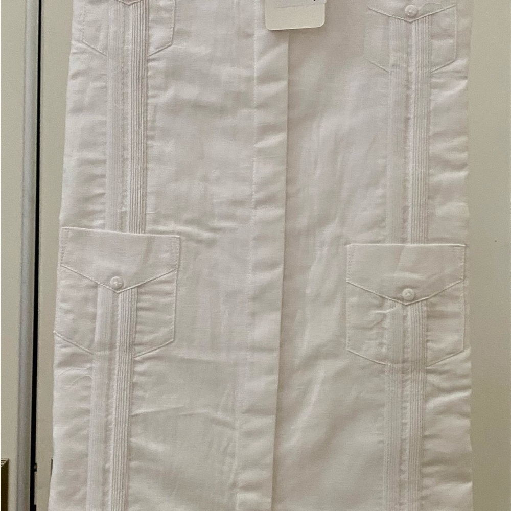 Girls White  Guayabera style dress
